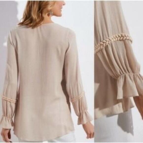 Soft Surroundings tassel clementine long sleeves blouse size large - Picture 2 of 8